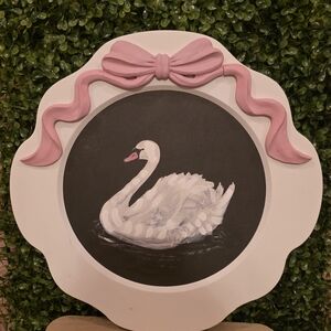 Pink Ribbon Swan Wall Art - Decorative Home Wall Décor